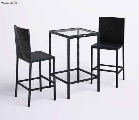 Dark Brown Rattan And Wicker Outdoor Bar Set