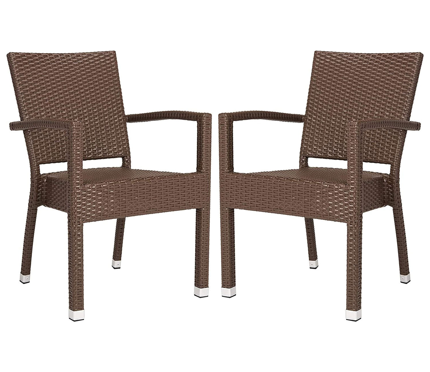 Dark Brown Rattan And Wicker Patio Chair (Set Of 2)