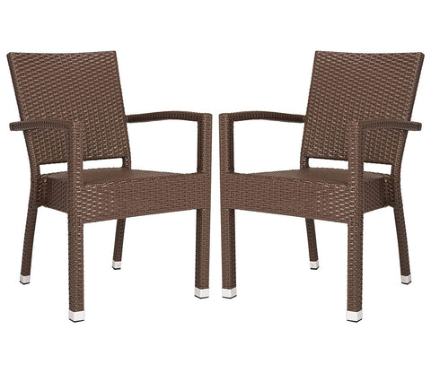 Dark Brown Rattan And Wicker Patio Chair (Set Of 2)