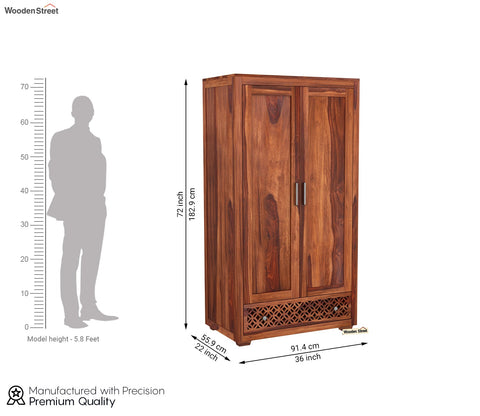 Cambrey Sheesham Wood Double Door Wardrobe (Honey Finish)