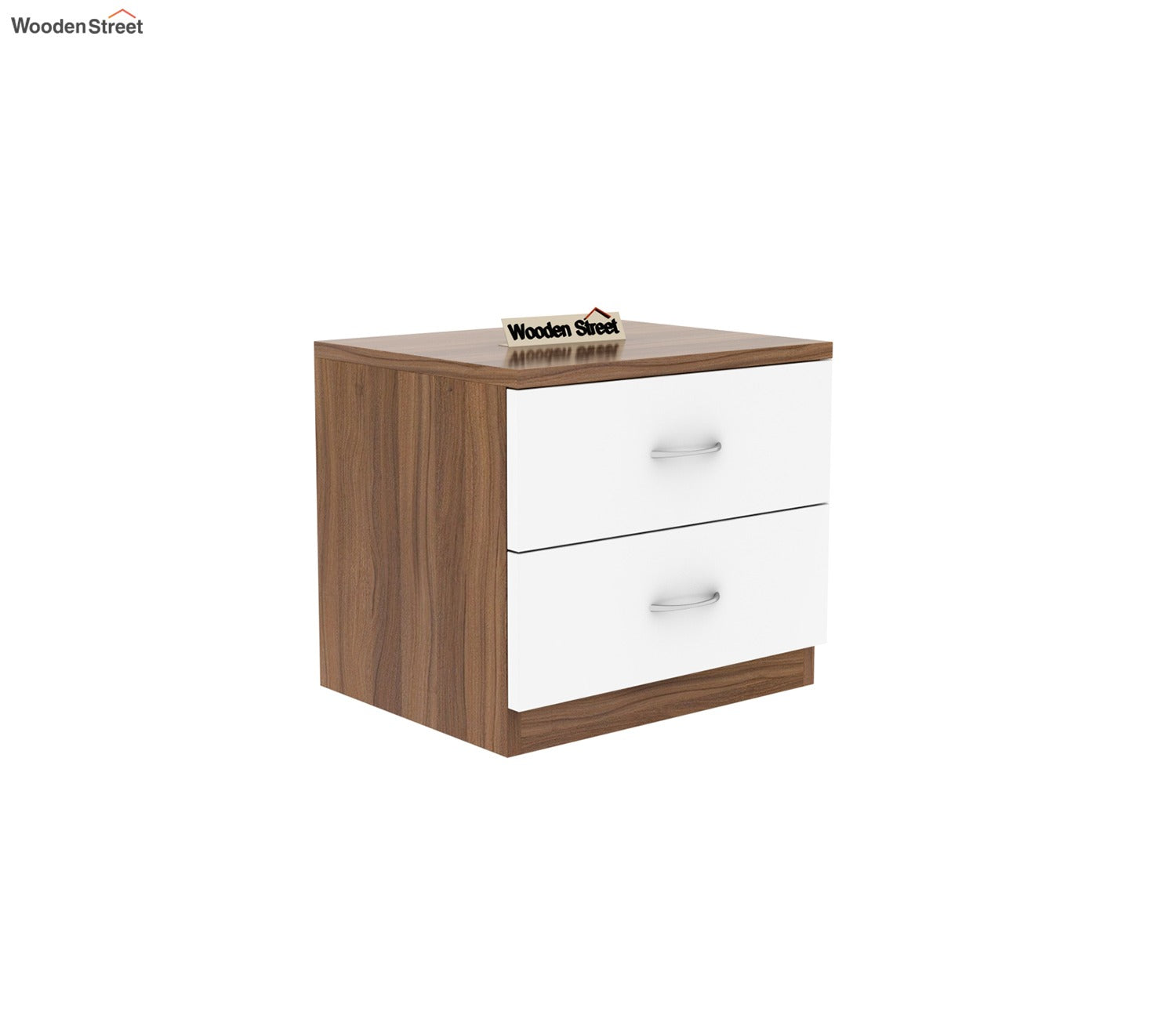 Carmen Bed Side Table (Exotic Teak-Frosty White Finish)