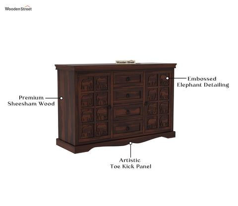 Emboss Sheesham Wooden Cabinet and Sideboard (Walnut Finish)