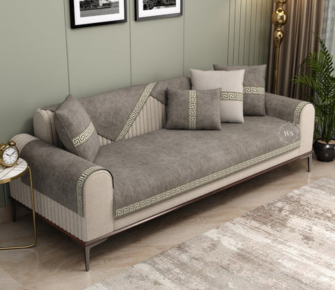 Kingston 3 Seater Premium Sofa Cover - Set of 9 (Latte Beige)