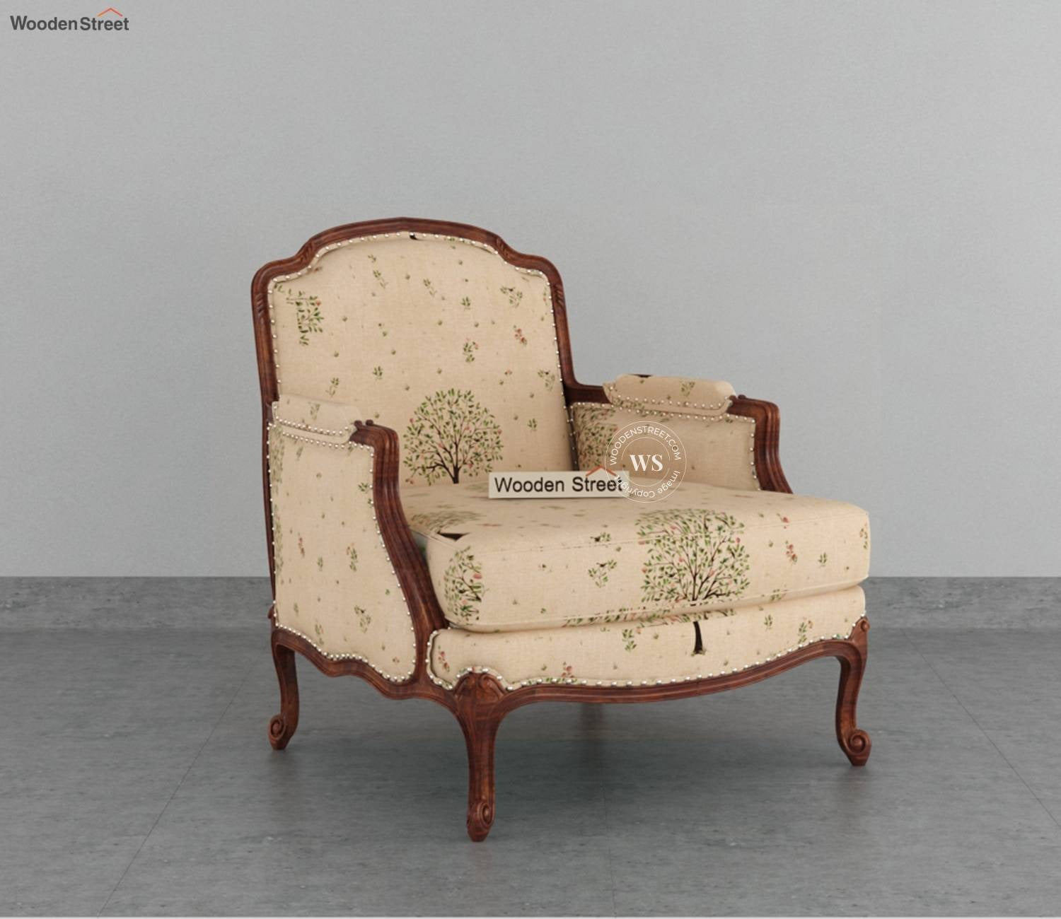 Margret 1 Seater Sofa (Cotton, Beige Pomme)