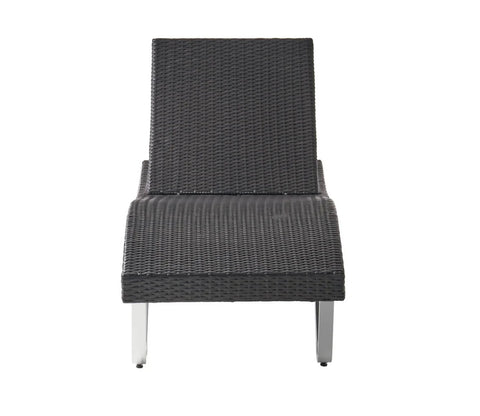 Black Adjustable Outdoor Patio Lounger With Table