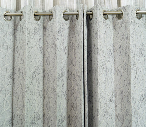 Spiral Patterned 1 Piece Blackout Curtain (Grey, 7 Feet)