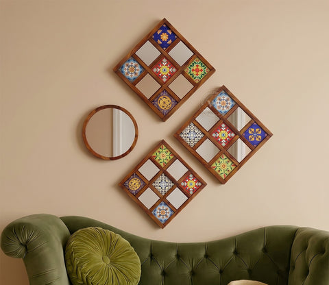 Bohemian Mirror Collage (Honey Finish)