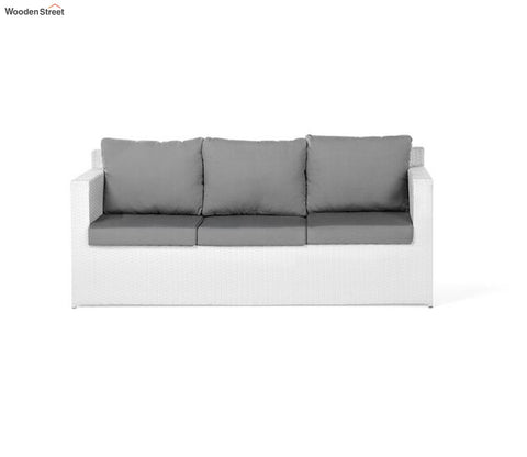 White 6 Seater Outdoor Furniture Set With Grey Cushions