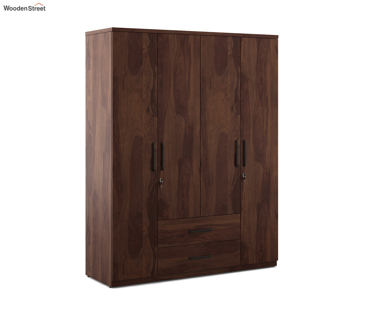 Kosmo Lauren 4 Door Wardrobe Without Mirror (Exotic Teak Finish)