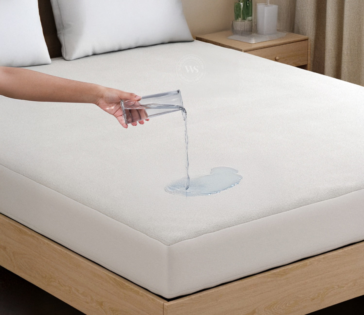 Featherix Cotton Feel Terry Ultra Soft Breathable Hypoallergenic Waterproof Mattress Protector Queen Size (White, 78 x 60)