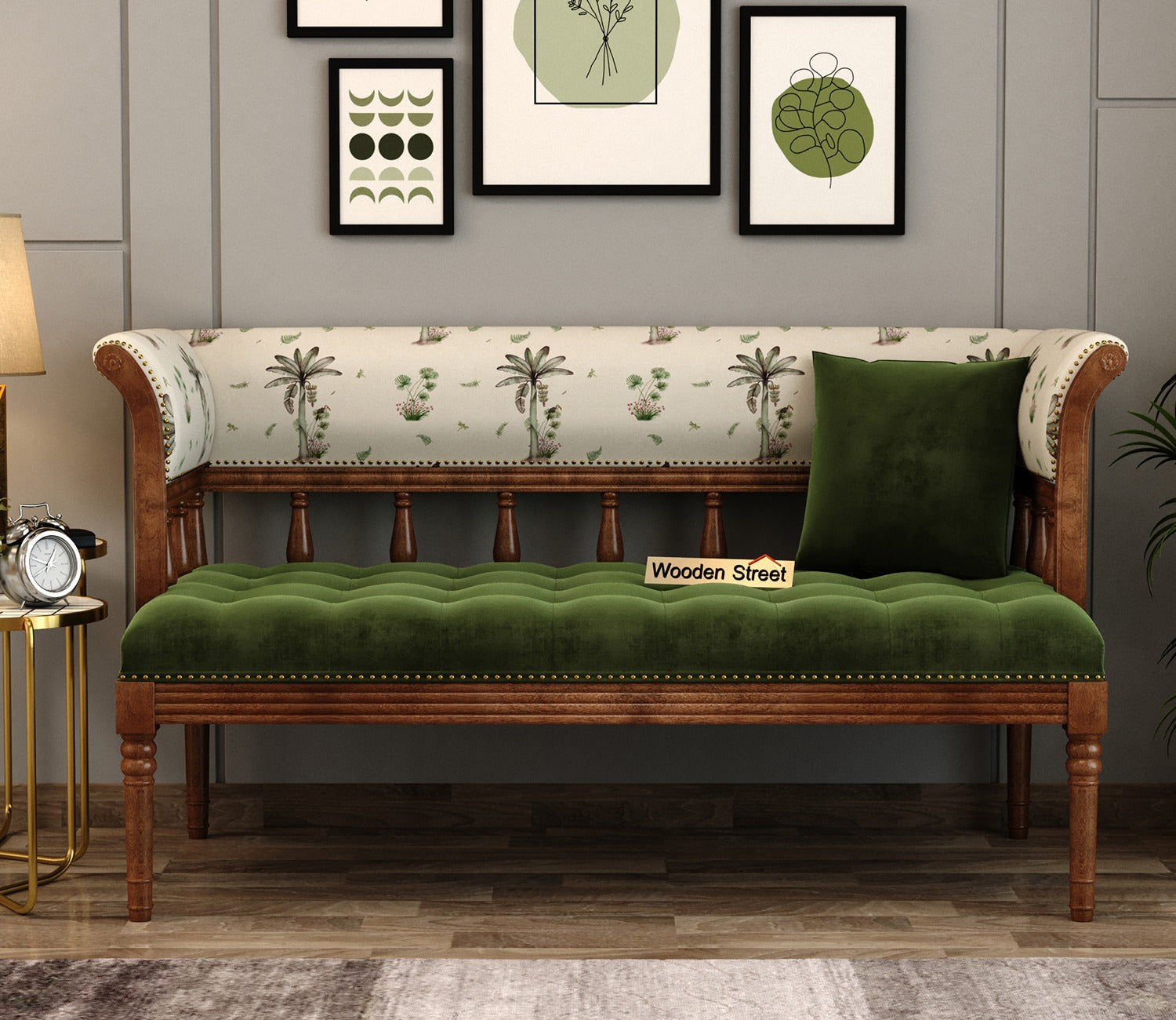 Reyes Bench With Back Rest (Cotton, Cream Tropical)