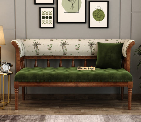 Reyes Bench With Back Rest (Cotton, Cream Tropical)