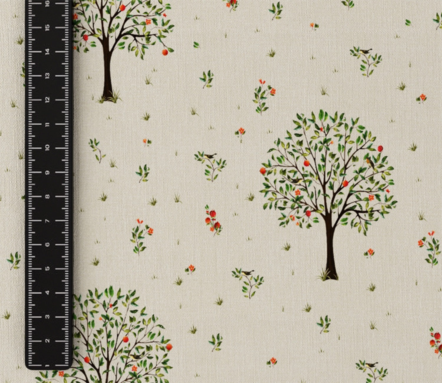 Beige Pomme Tree Print 100% Cotton Fabric