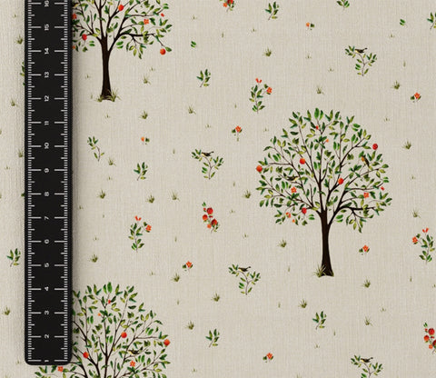 Beige Pomme Tree Print 100% Cotton Fabric