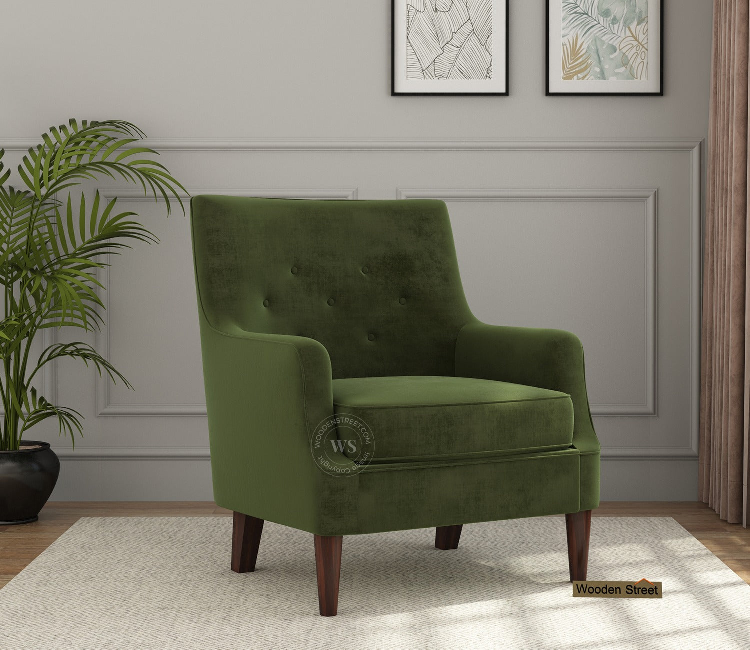 Adoree Lounge Chair (Dark Olive Green)