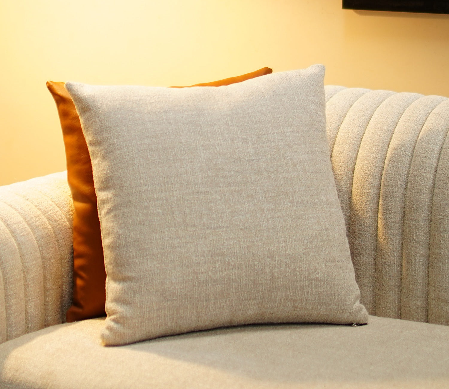 Klara Cushion Cover with Filler -Pack Of 1 (18x18 Inch, Jade Ivory)