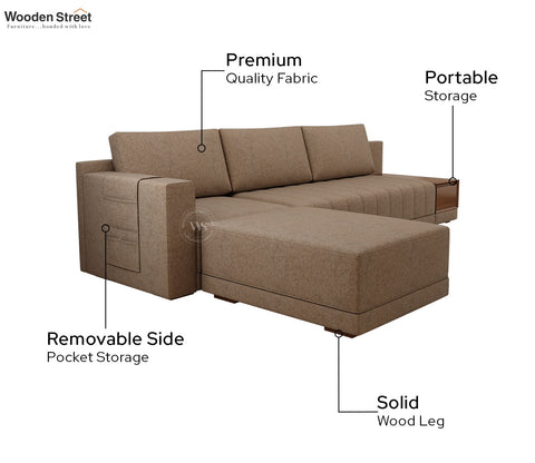 Oasis L-Shape Left Aligned Sectional Sofa (Sand Brown)
