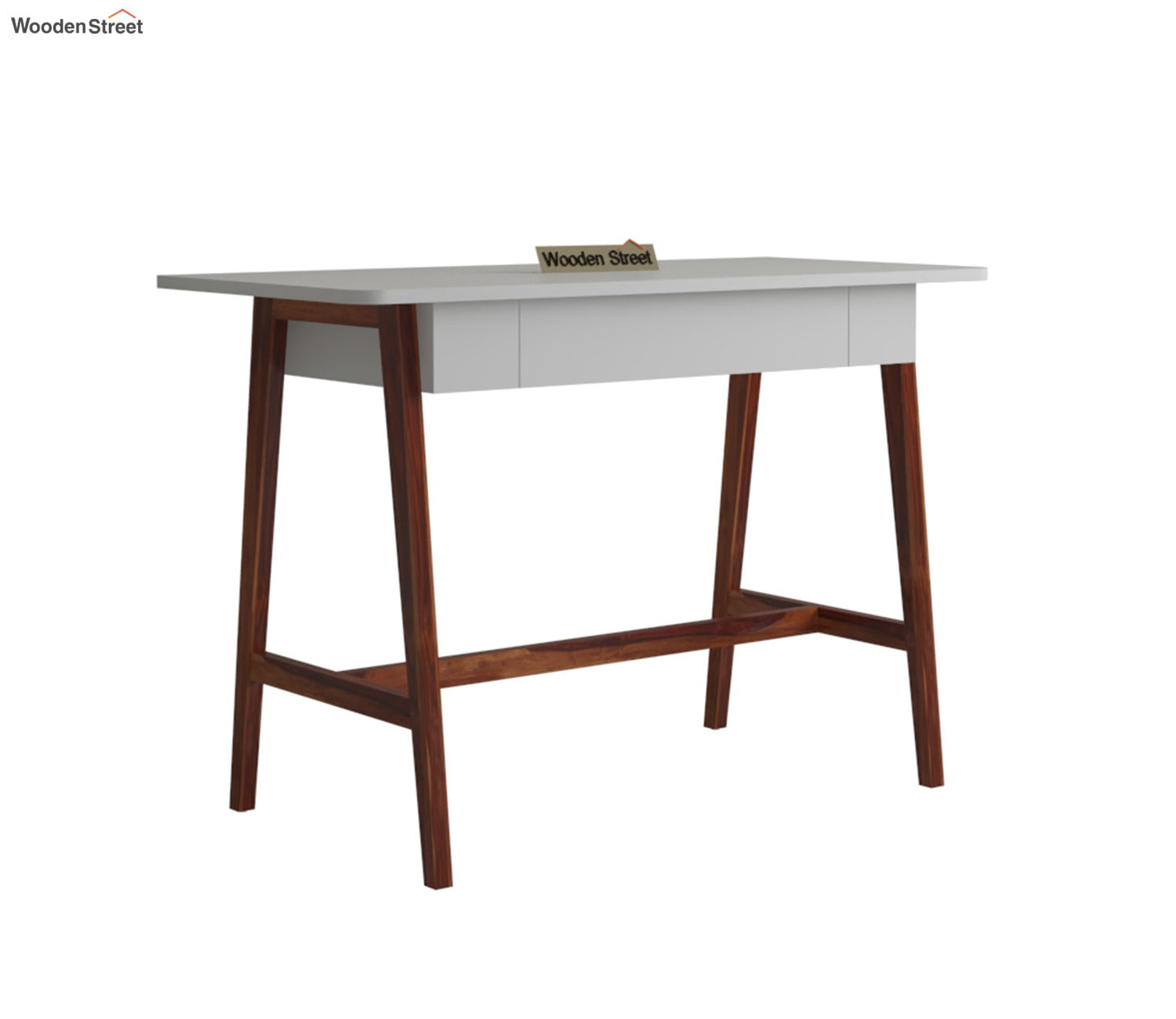 Ambra Study Table with Frosty White Drawer (Honey Finish)