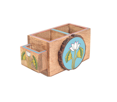 Pichhwai Iteeha Mango Wood Cutlery Holder Box
