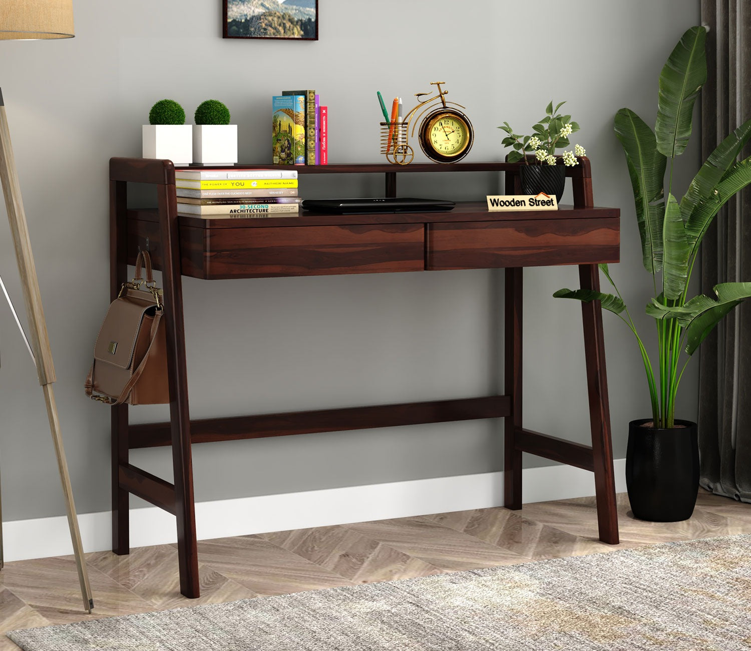 Aurelia Sheesham Wood Study Table (Walnut Finish)