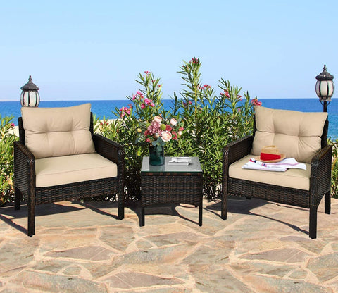 Dark Brown Rattan And Wicker 2 Seater Set With Table Set