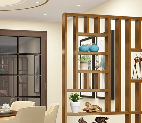 Wooden Brown Handcrafted Assembled Wooden Partition