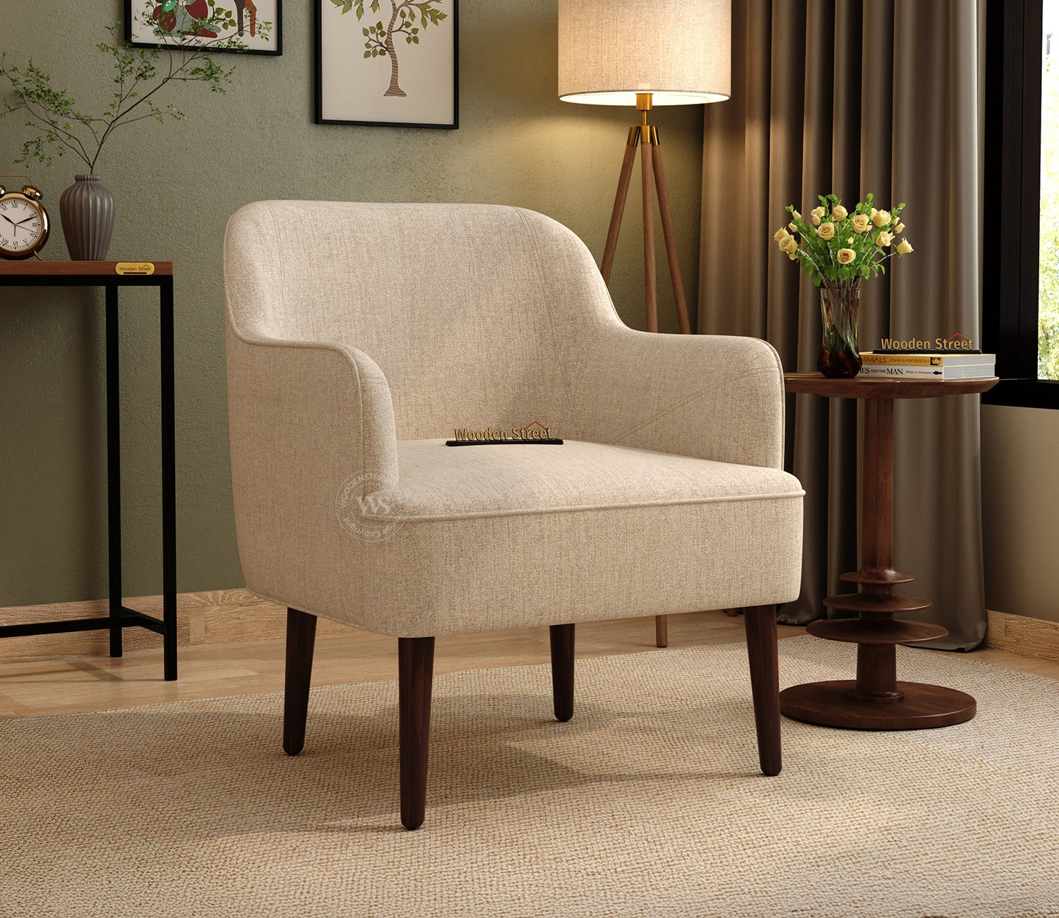 Avira Premium Upholstery Lounge Chair (Jade Ivory)