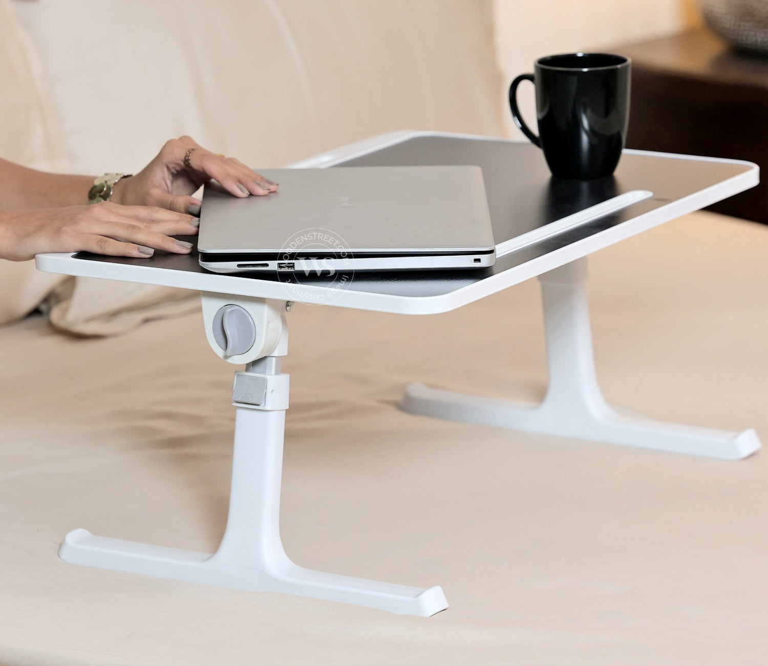 Nerdy Height Adjustable and Foldable Engineered Wood Breakfast, Study and Laptop Table (Black)