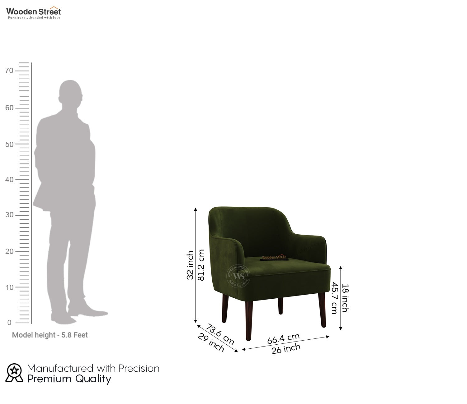 Avira Premium Upholstery Lounge Chair (Dark Olive Green)