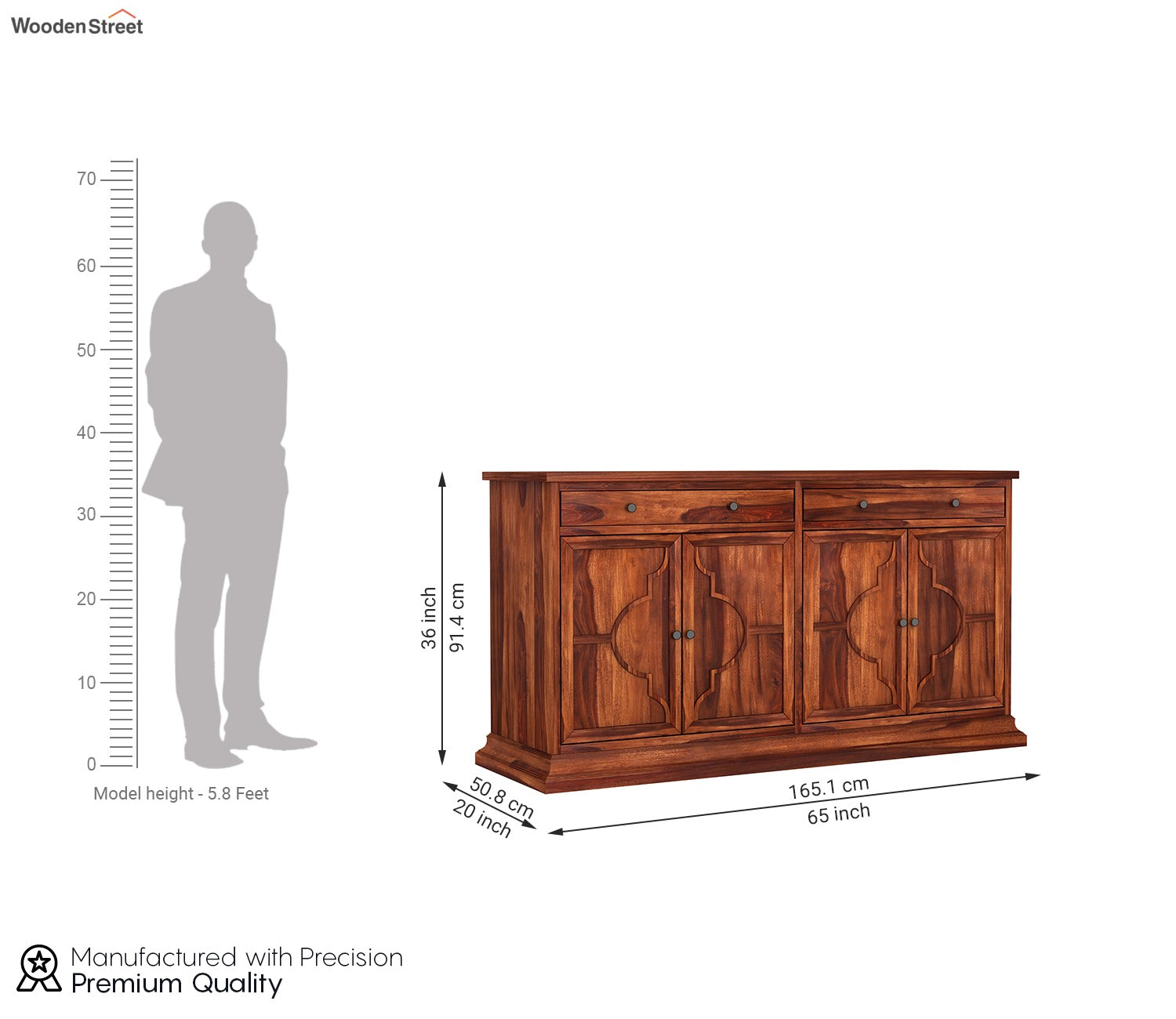 Colton Sheesham wood Cabinets and Sideboard (Honey Finish)