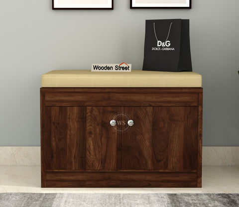 Anton Engineered Wood Shoe Rack with Seating (Columbian Walnut Finish)