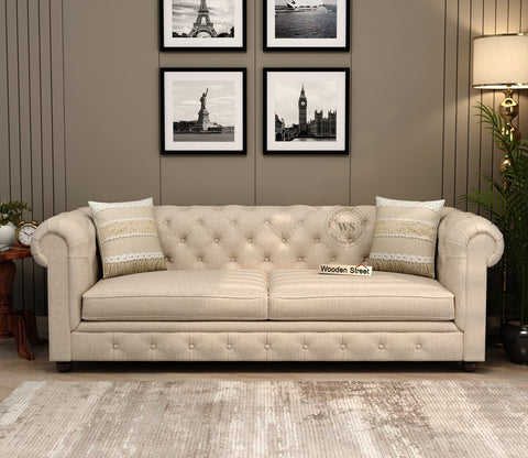 Henry 3 Seater Sofa (Cotton, Jade Ivory)