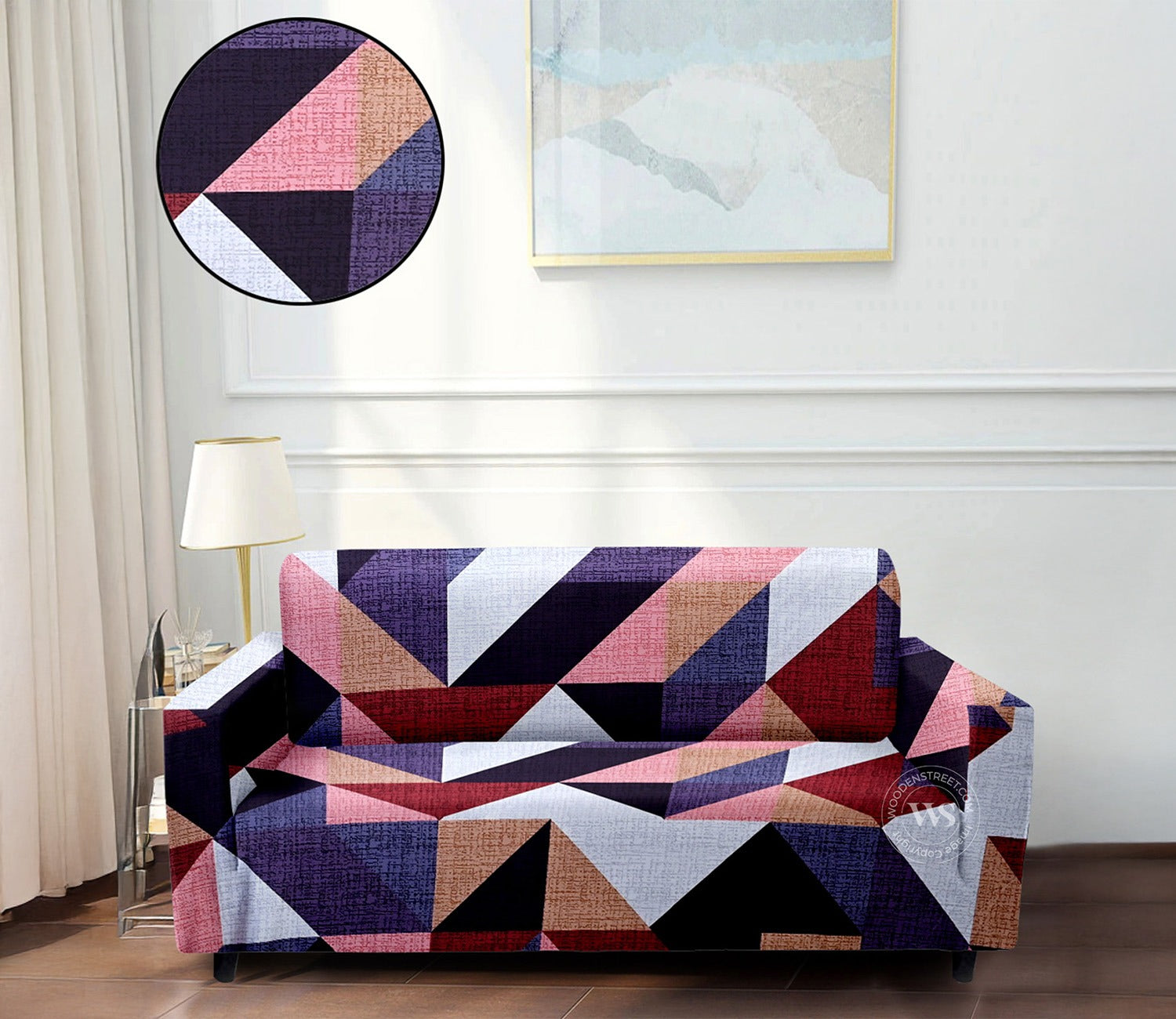 Fresca Printed Polyester Spandex 3 Seater Sofa Cover (Multi Color)
