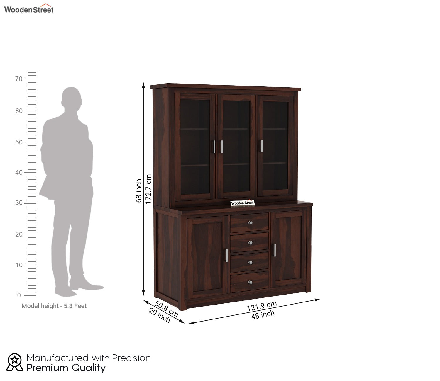 Monarch Kitchen Cabinet (Walnut Finish)