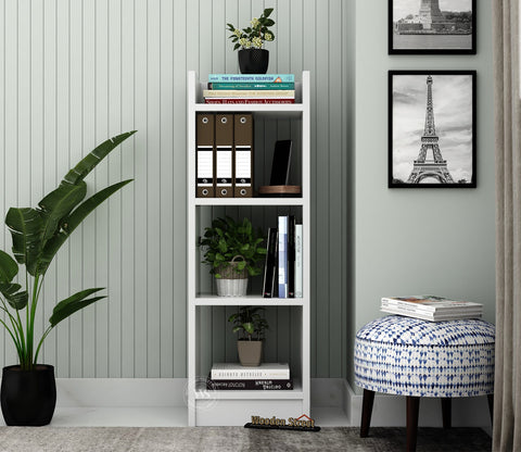 Fleming Engineered Wood Book Shelf With Open Storage (Frosty White Finish)