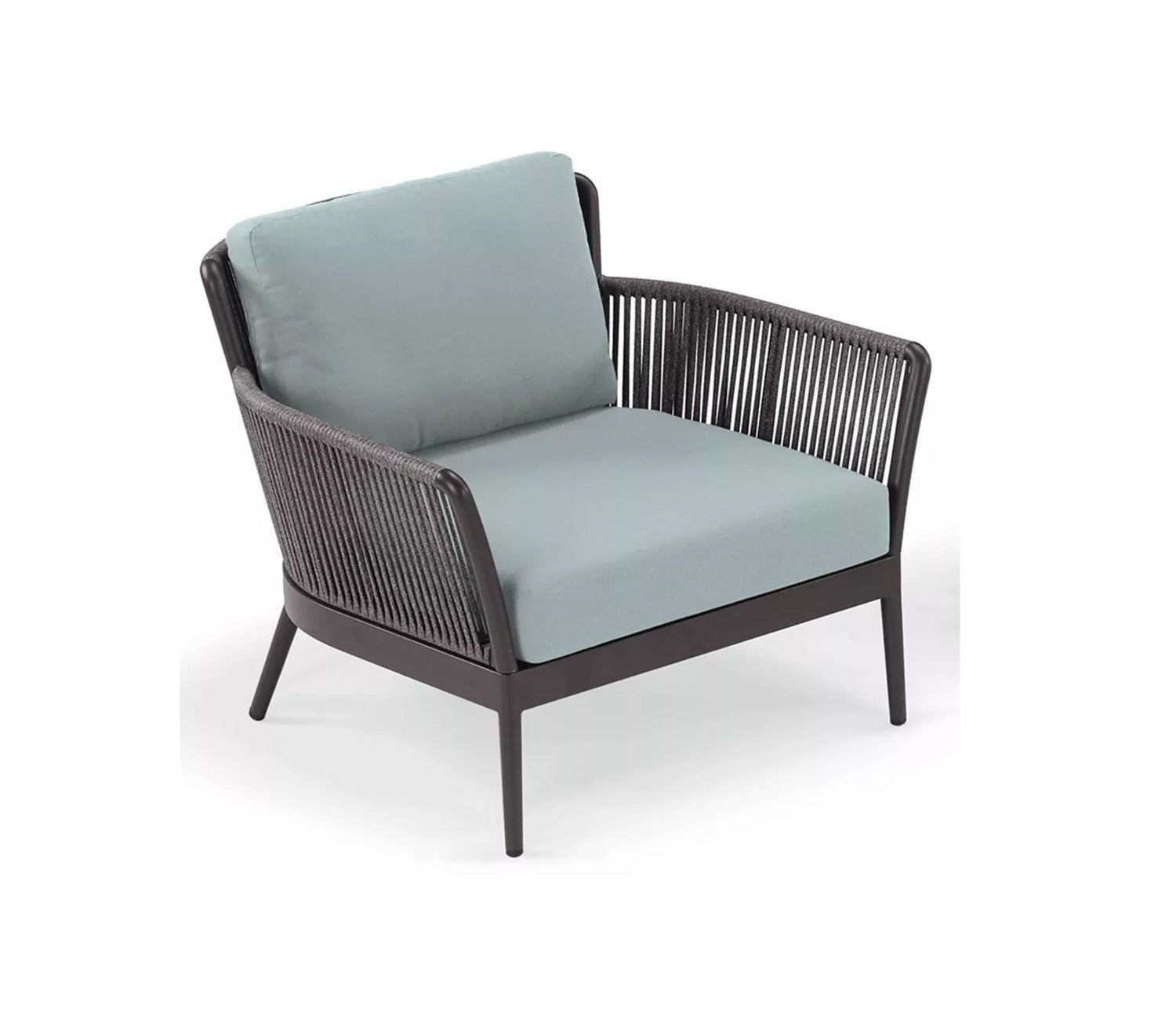 Grey Rope 2 Seater Chair With Table And Santa Grey Cushions Balcony Set