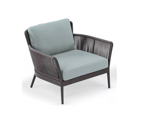 Grey Rope 2 Seater Chair With Table And Santa Grey Cushions Balcony Set