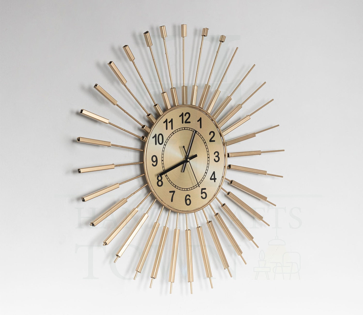 Golden Sun Metal Wall Clock