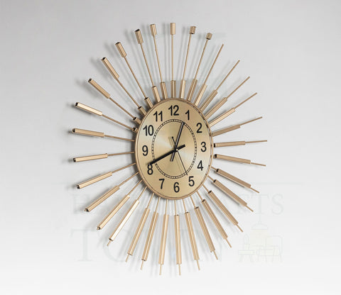 Golden Sun Metal Wall Clock