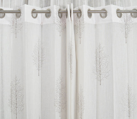 Shimmer Tree 1 Piece Sheer Curtain (Grey, 7 Feet)