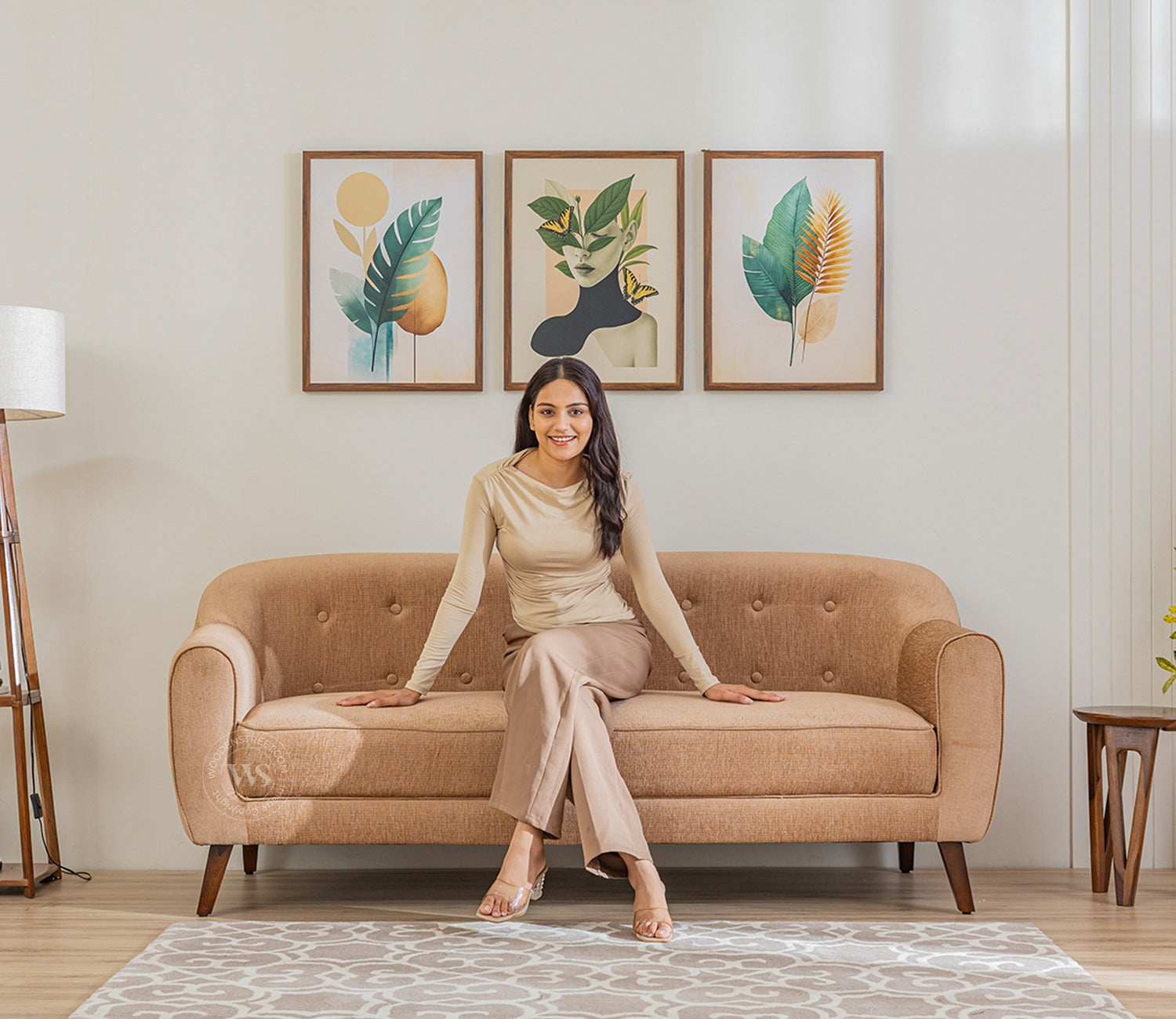 Sibert 3 Seater Fabric Sofa (Beach Cream)