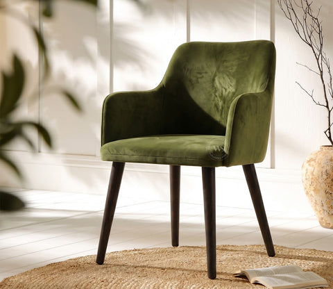 Aureya Upholstered Arm Chair (Dark Olive Green)