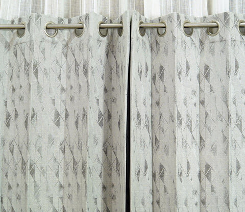 Diamond Cut 1 Piece Blackout Curtain (Grey, 7 Feet)