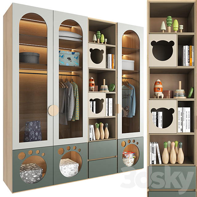 Trueliving 5 Door Fitted wardrobes Laminated Finish & PU Finish 8Ft *2Ft *9Ft -2438.4MM X 609MM X 2743.2MM)