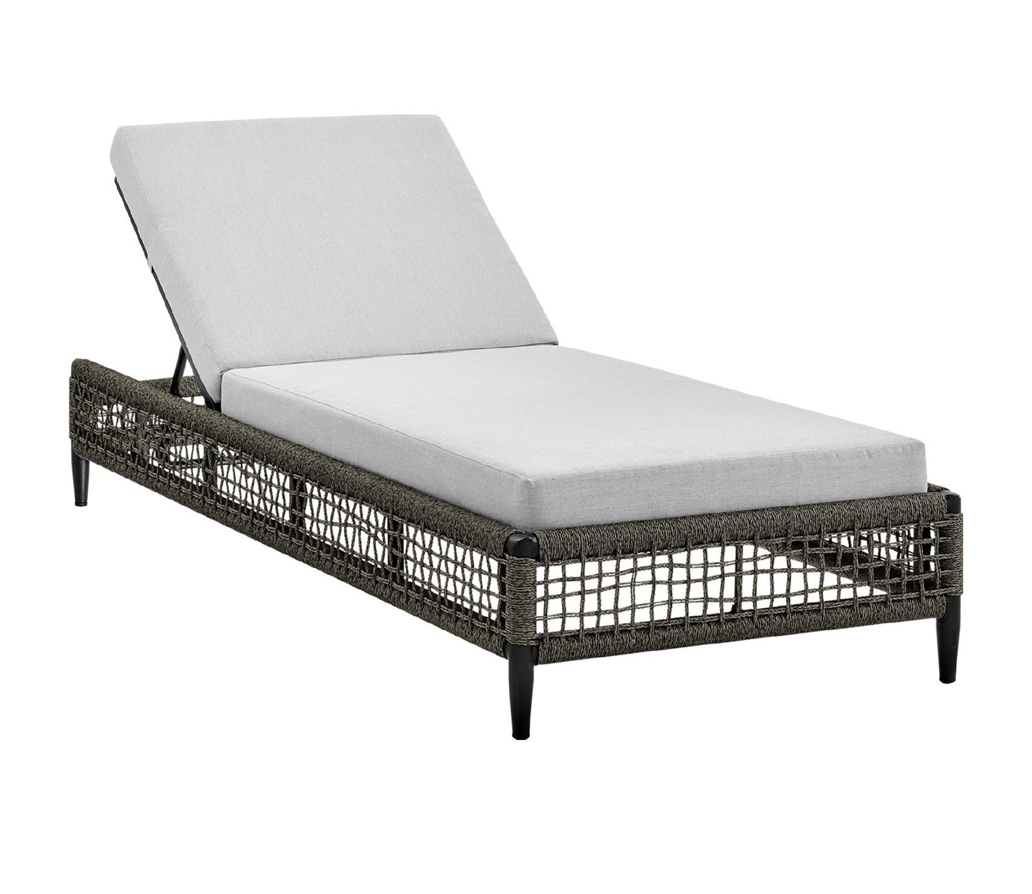 Black Rope Patio Lounger With Off White Cushions