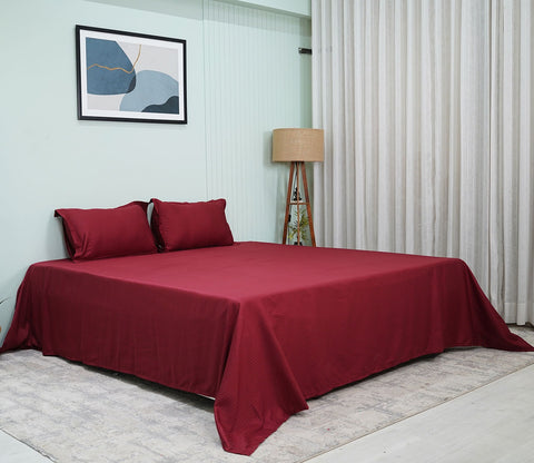 Ruby Classic Stripe King Size Bedsheet (Maroon)