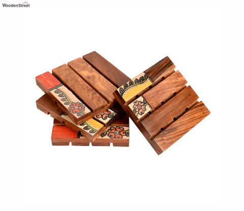 Tribal Art Wooden Handcrafted Coaster - Set of 4