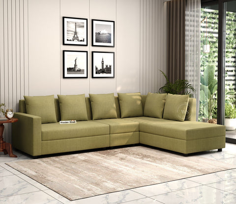 Sible 6 Seater Right Aligned Fabric L Shape Sofa (Cotton, Fresh Mint)