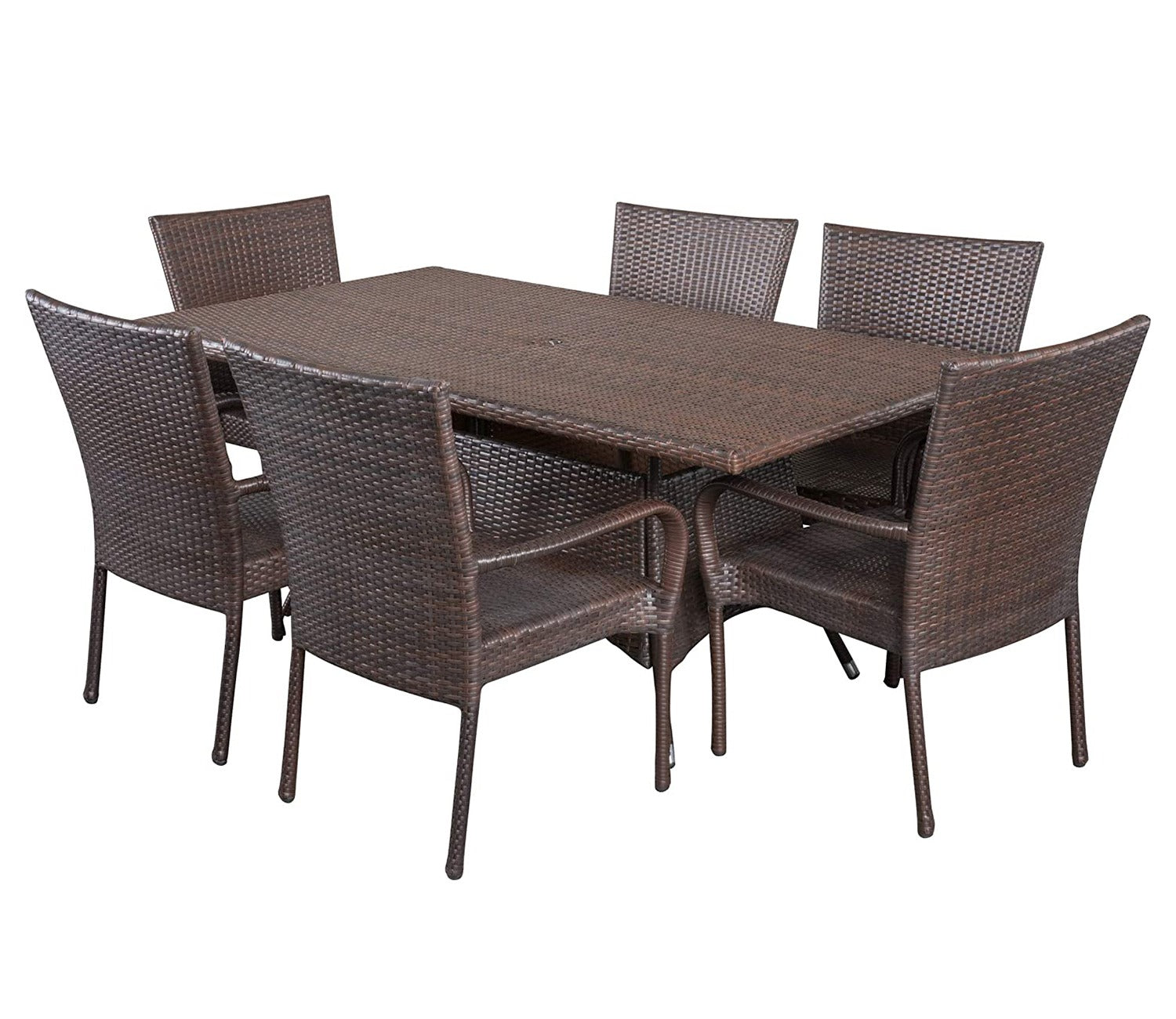 Dark Brown Rattan And Wicker Patio Dinning Set