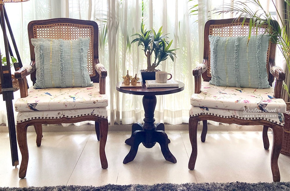 Kelvin Cane Arm Chair with Backrest (Cotton, Cream Robins)